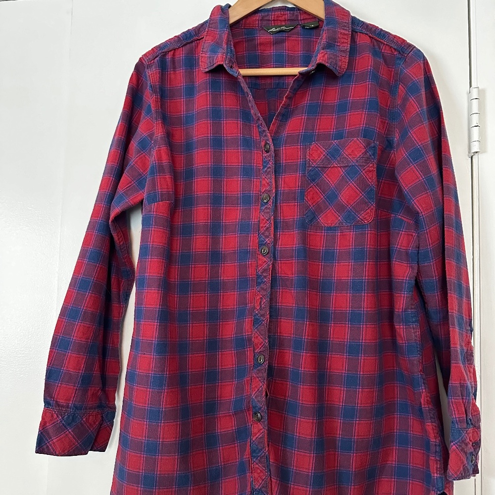 Eddie Bauer PXL red blue flannel shirt